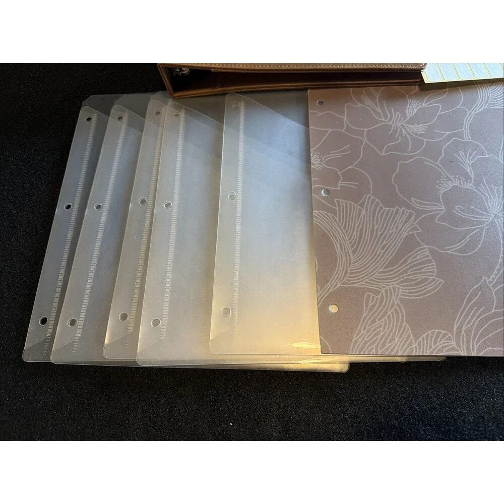 Stationery Bundle - Brown Clipboard Portfolio Folio & Clear Floral Tab Dividers